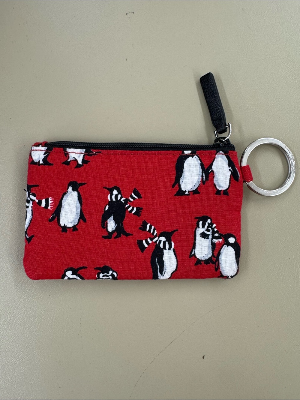 Vera Bradley Red Penguin Print Keyring Coin Pouch